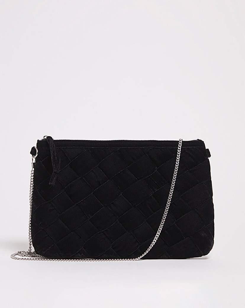 Black Velvet Woven Clutch Bag