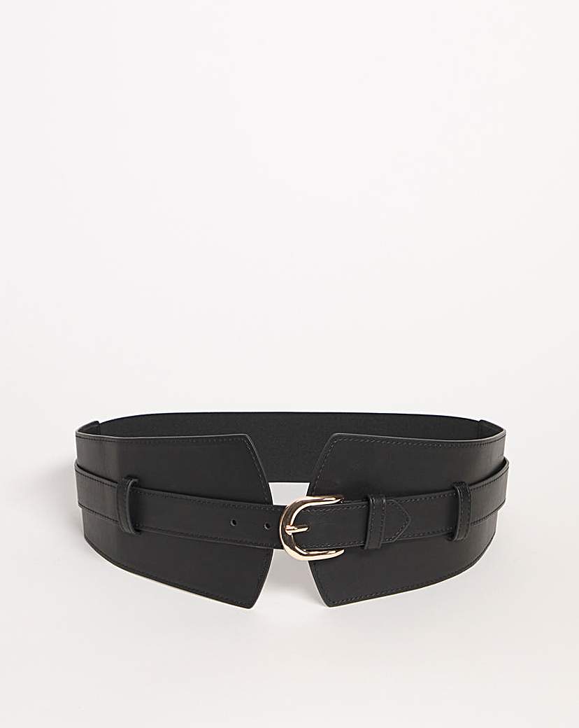 Black Buckle Front Wide Waist Belt