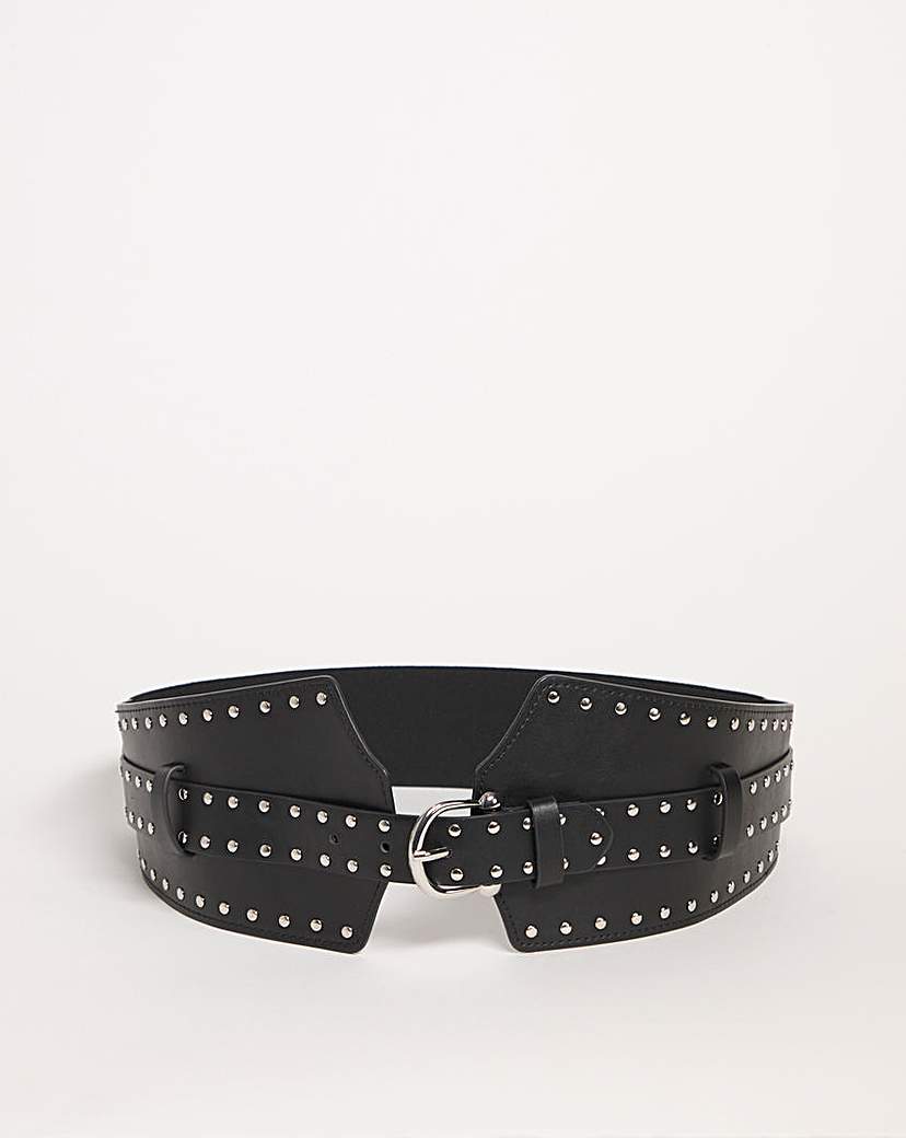 Black Studded Wrap Detail Waist Belt