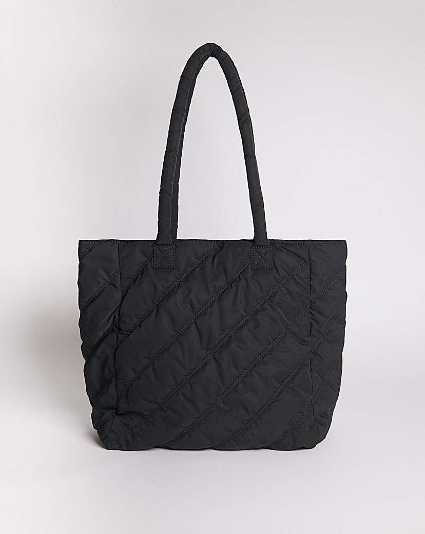 Image of Black Quilted Tote Bag