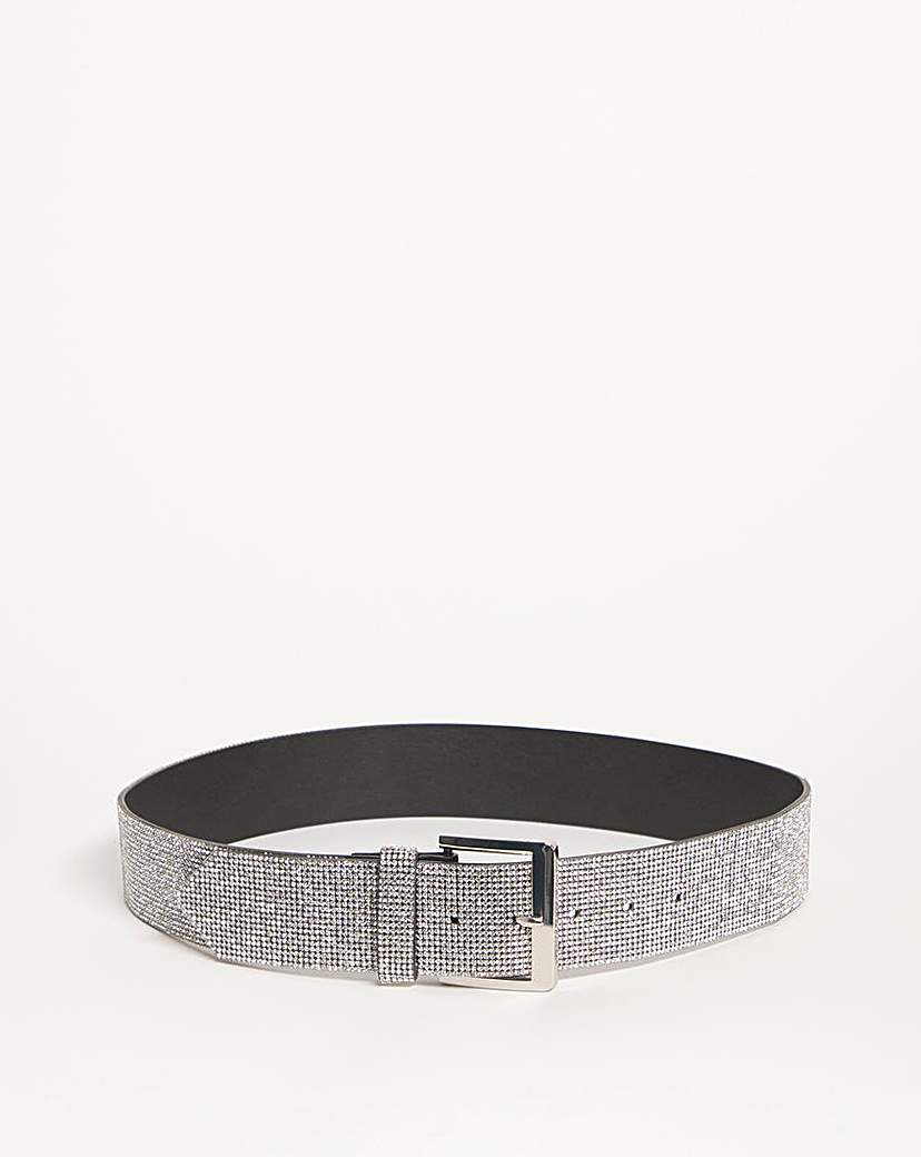 Statement Buckle Detail Diamante Belt