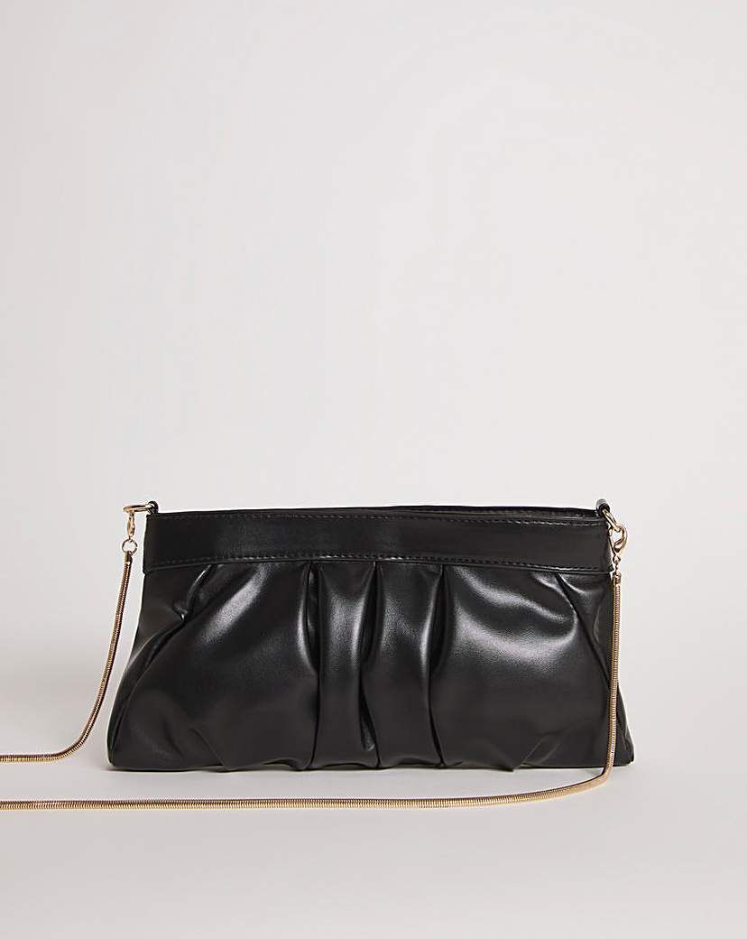 Image of Black Frame Detail Ruched Clutch Bag
