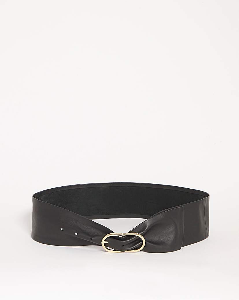 Buckle Detail Wide Waist Leather Belt