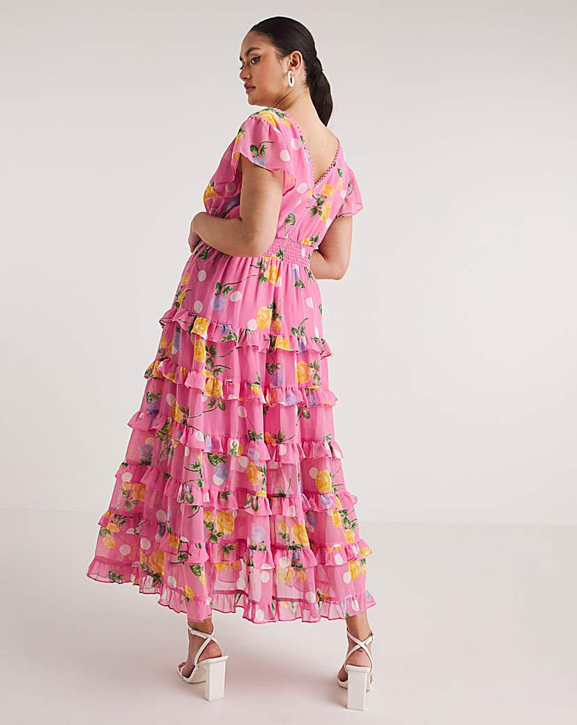 Floral Print Tiered Maxi Dress