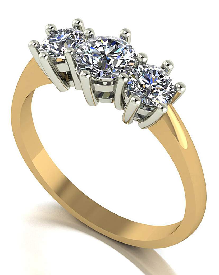 9ct Gold Moissanite Trilogy Ring