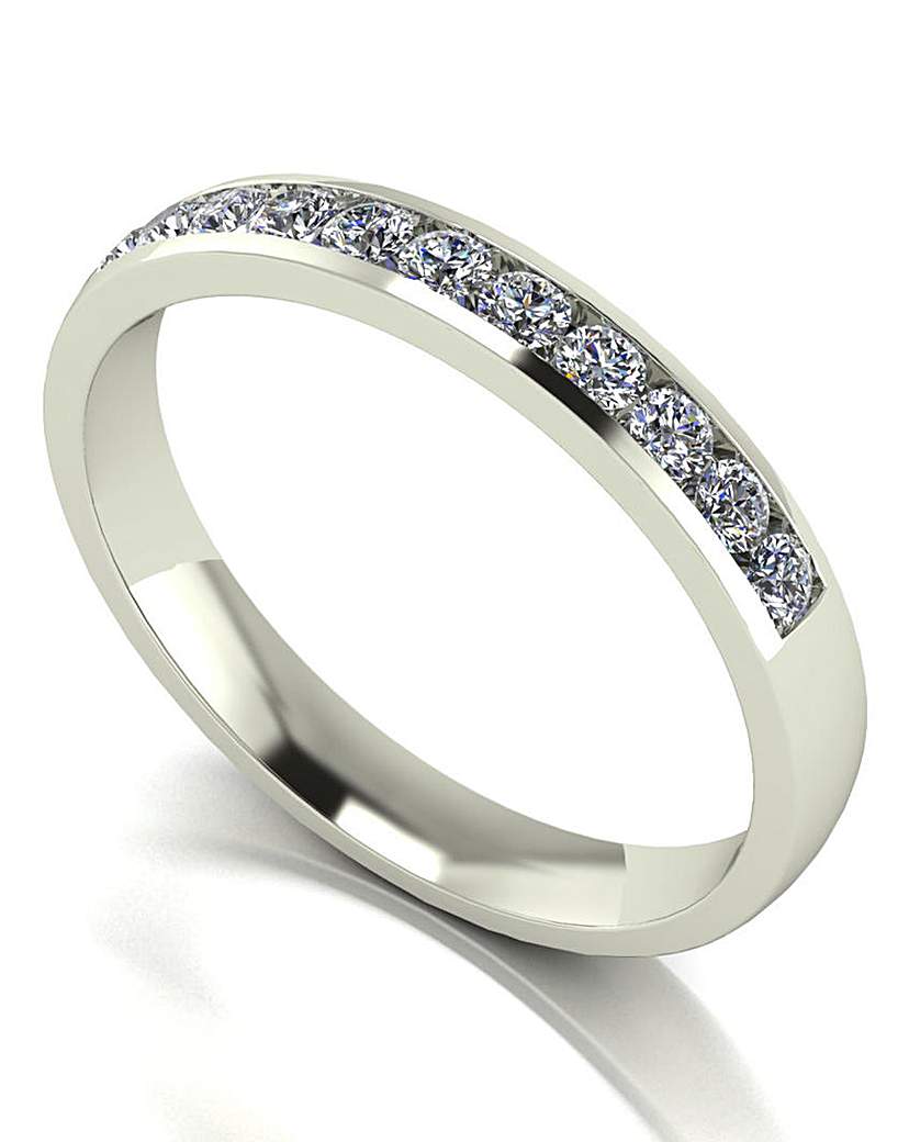 9ct White Gold Moissanite Band Ring