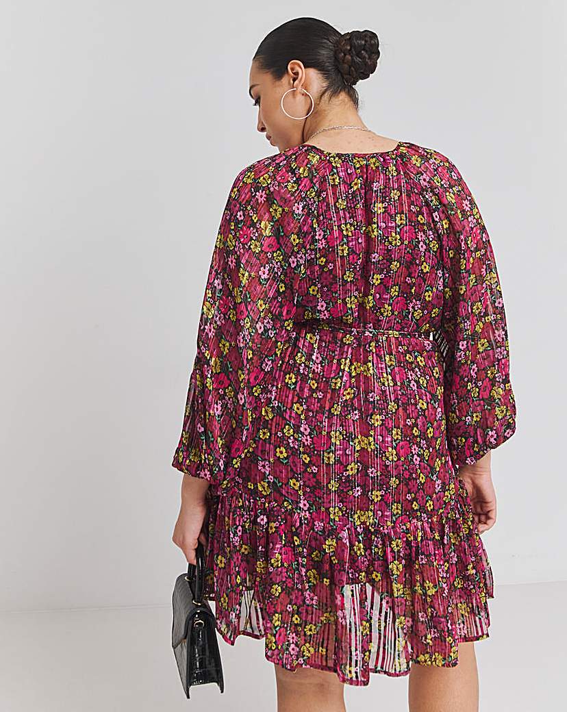 Floral Print Metallic Thread Detail Swin