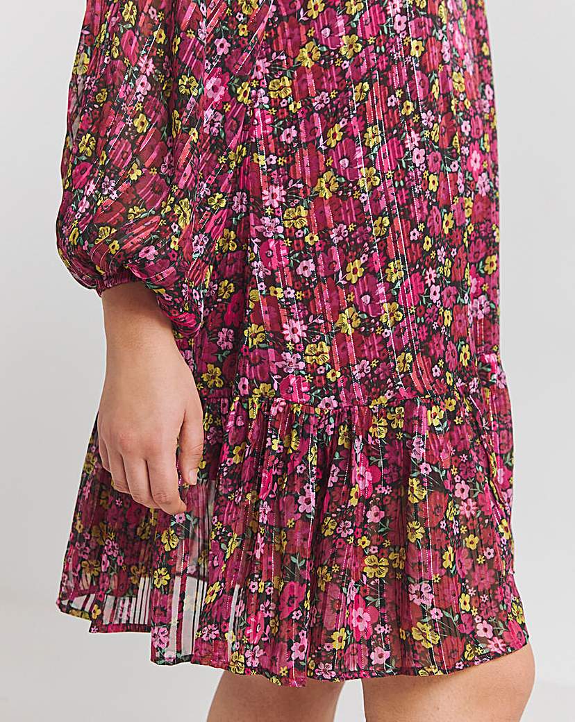 Floral Print Metallic Thread Detail Swin