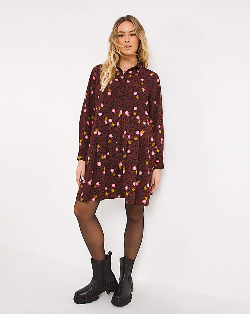 Animal Button Through Shirt Dress
