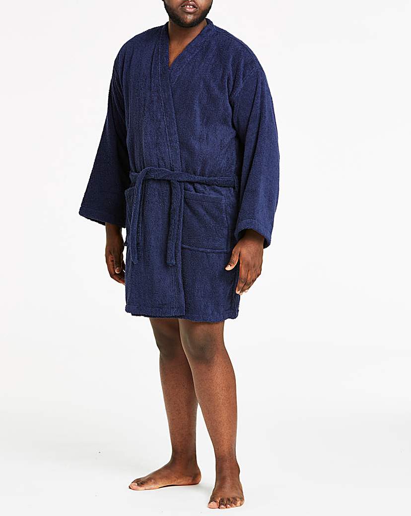 Image of Navy Towelling Dressing Gown