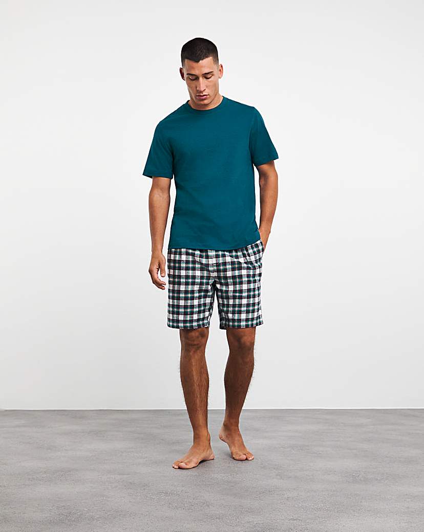 Tshirt & Check Flannel Shorts PJ Set
