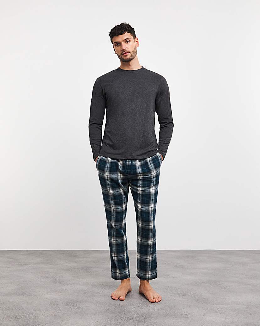 LS Tshirt & Check Flannel Trouser PJ Set
