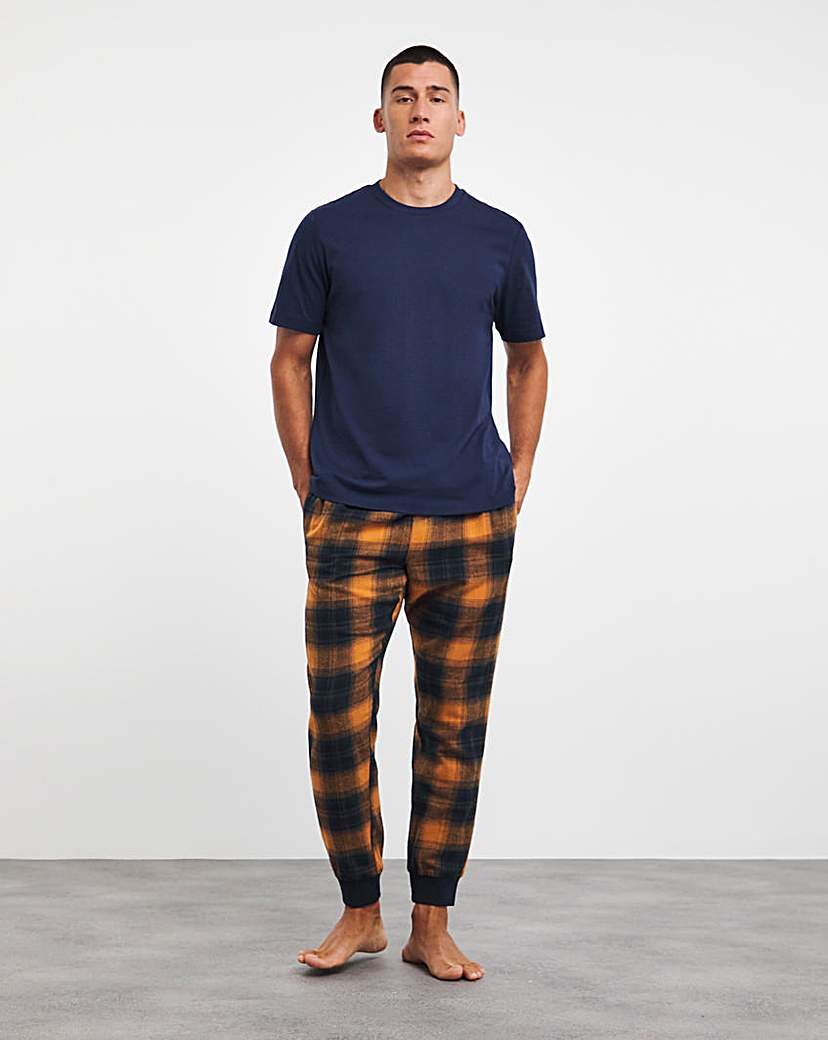 Tshirt & Check Flannel Trouser PJ Set