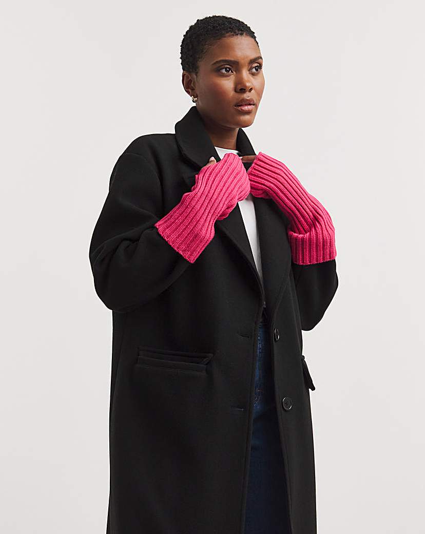 Pink Fingerless Rib Gloves