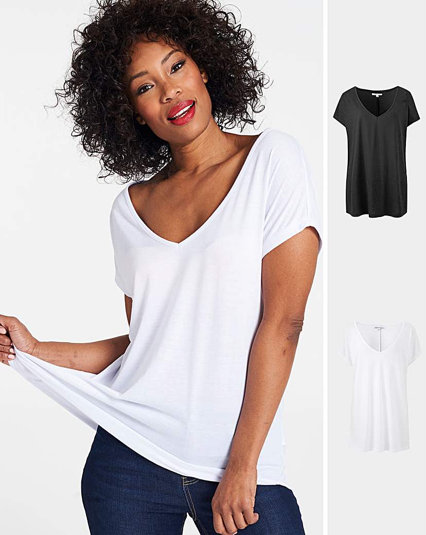 2 Pack Slouchy V-Neck T-Shirts