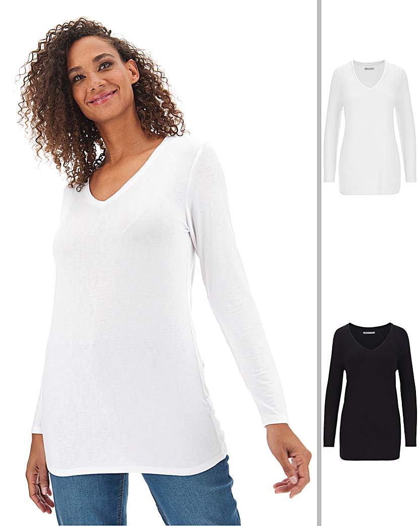 2 Pack Long Sleeve V Neck Top