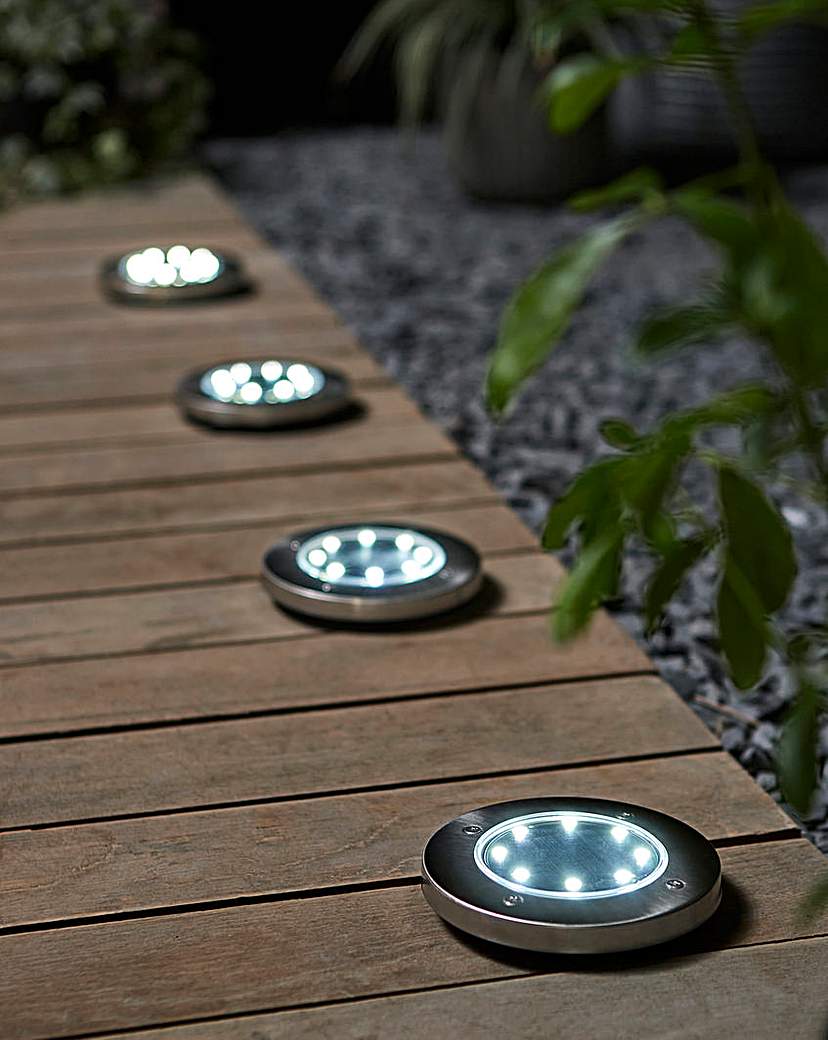 Set of 4 LED Solar Garden Path Lights