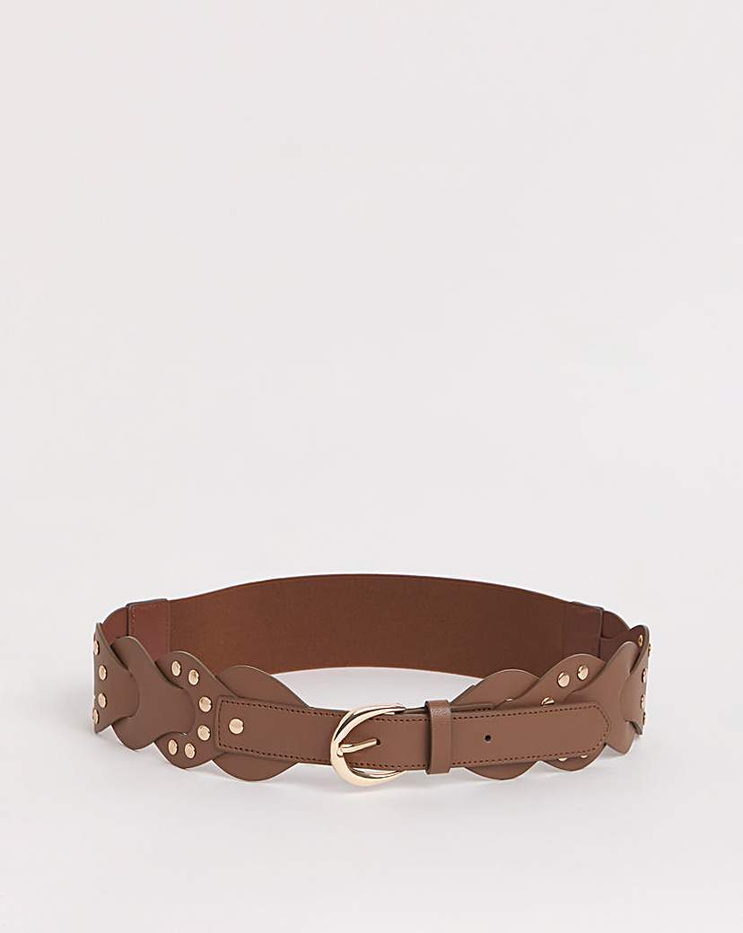 Tan Studded Detail Western Belt