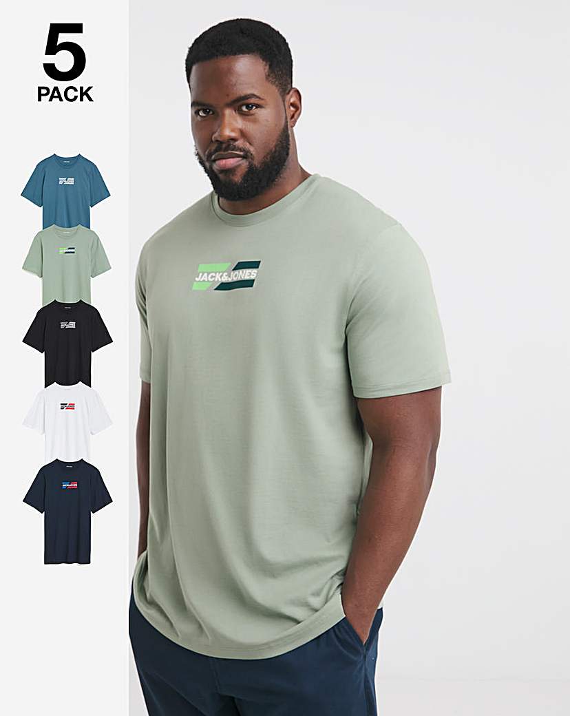 Jack & Jones Corp Graphic 5 Pack T-Shirt