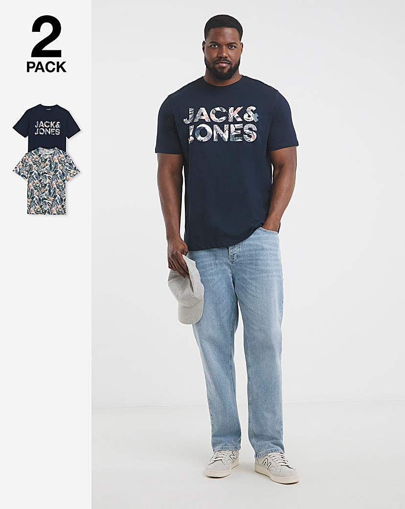 Jack & Jones Floral Logo T-Shirt 2 Pack