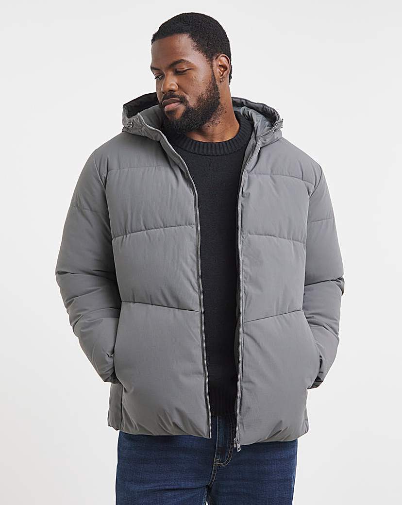 New In - Jack & Jones Global Puffer Coat - Grey