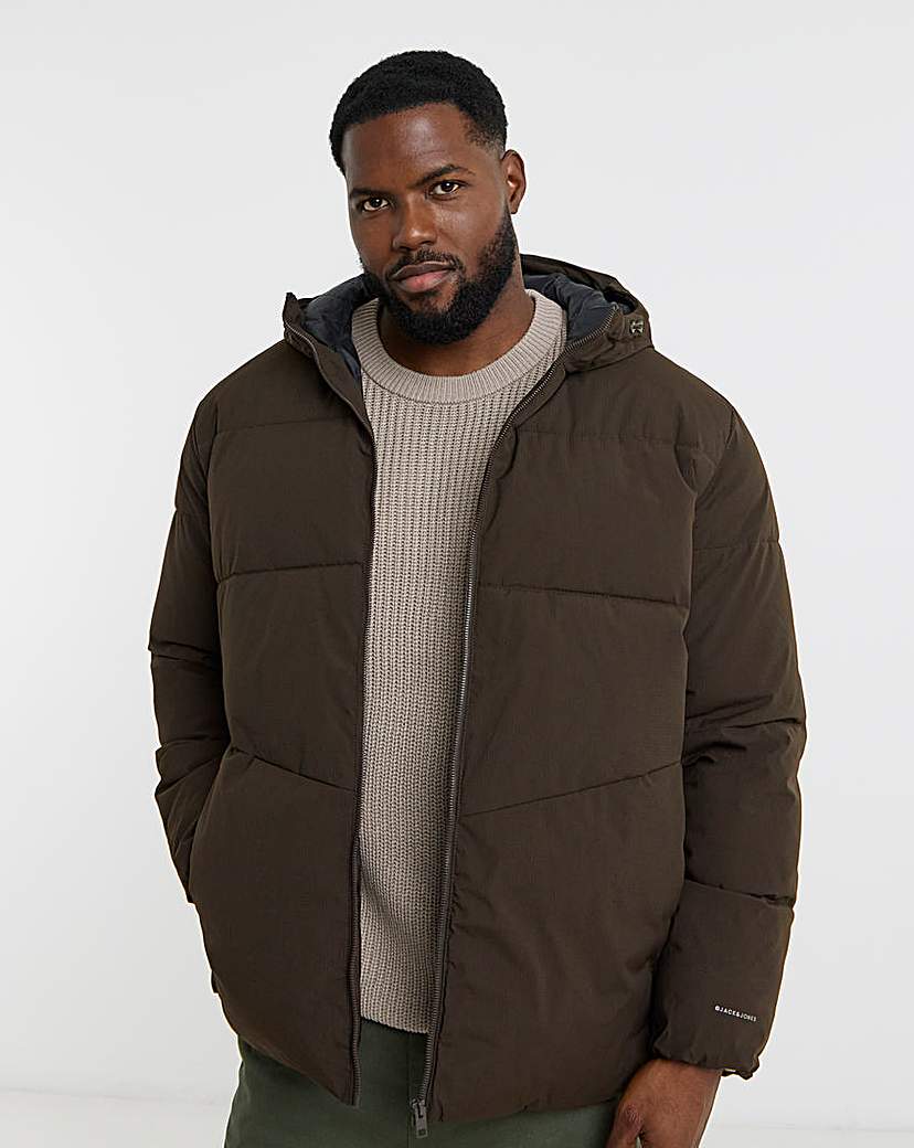 New In - Jack & Jones Global Puffer Coat - Brown