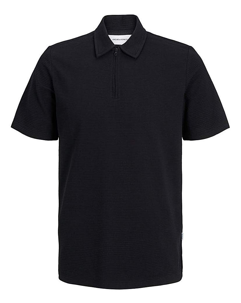 Jack & Jones Black Benja 1/4 Zip Polo - 2XL(53)