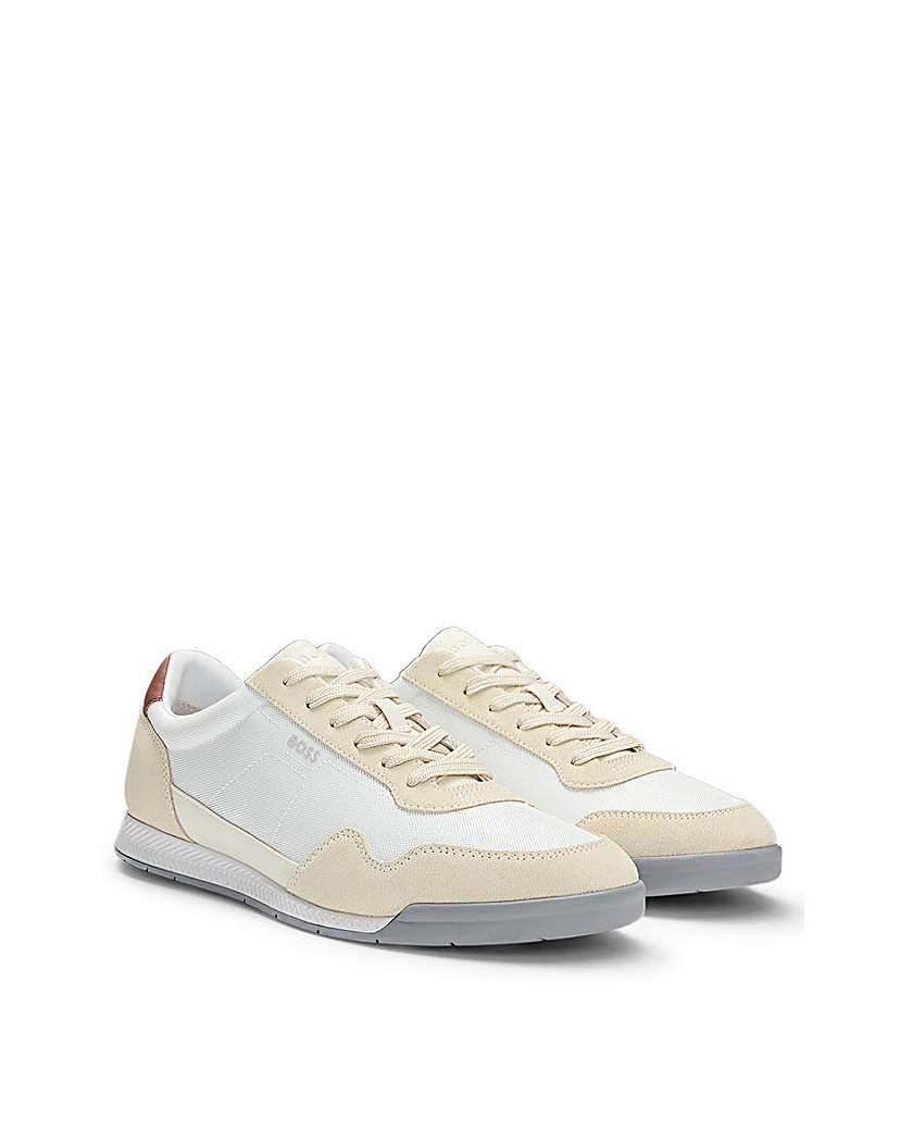 BOSS Titanium Suede & Leather Trainer