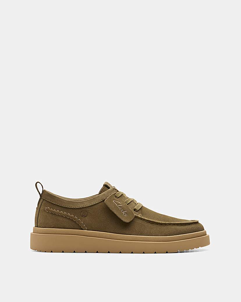 New In - Clarks Polden Moc Shoe - Olive Suede