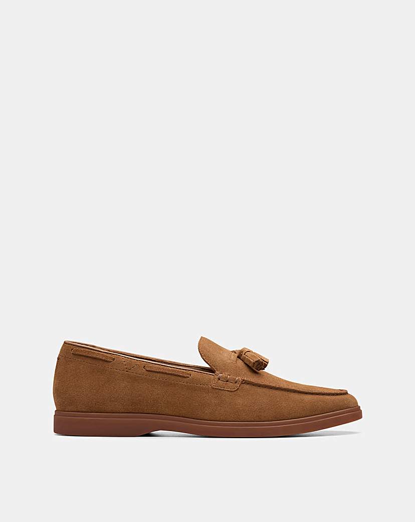 New In - Clarks Torford Tassel Shoe - Cola Suede