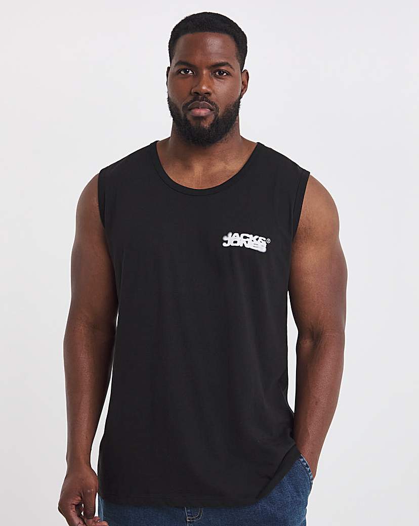 New In - Jack & Jones Logo Slub Vest - Black
