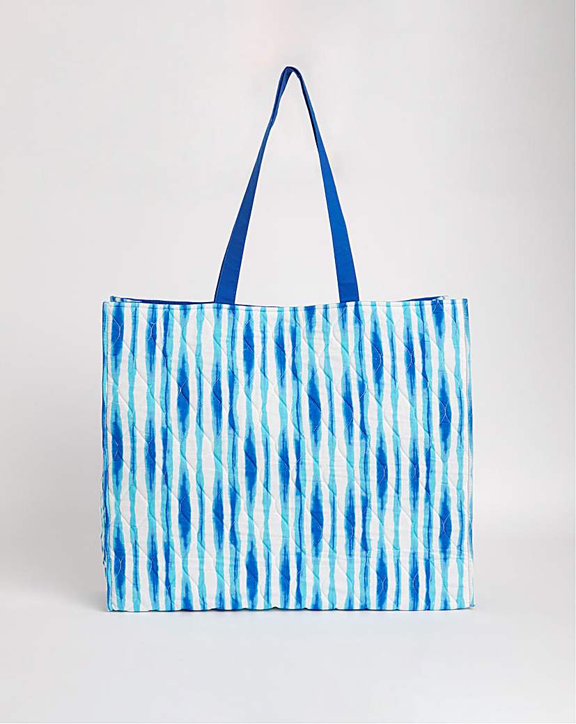 Blue Printed Quilt Oversized Tote Bag