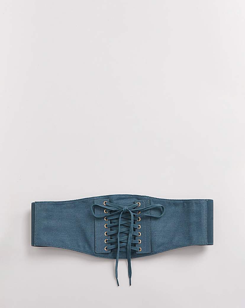 Blue Denim Corset Style Waist Belt