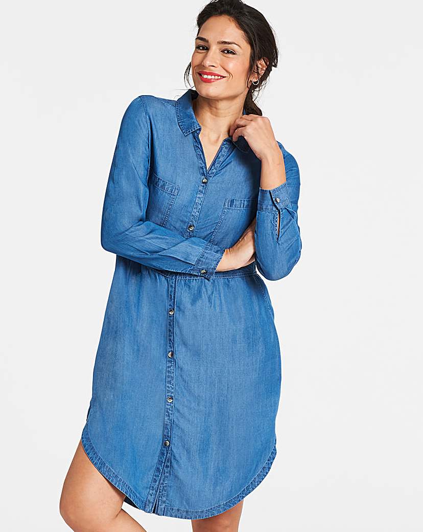 denim smock shirt dress