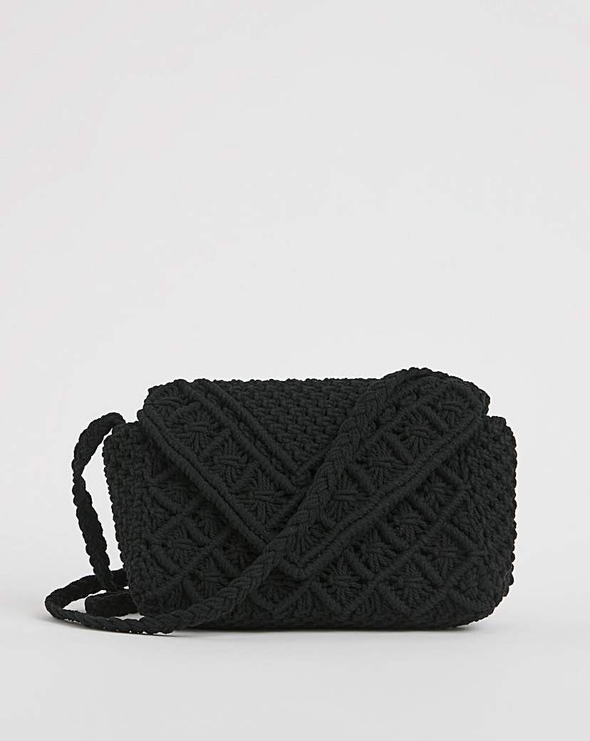 Black Macrame Crossbody Bag