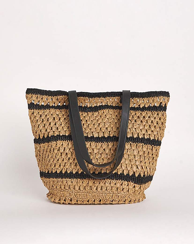 Natural Packable Raffia Beach Tote Bag