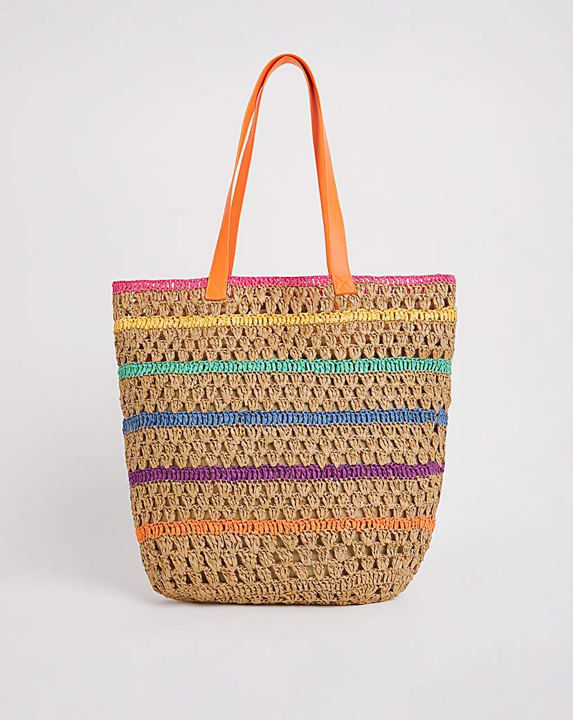 Multi Stripe Packable Beach Tote Bag