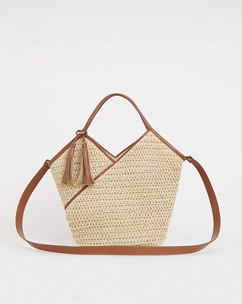 Natural Raffia Tassel Beach Tote Bag