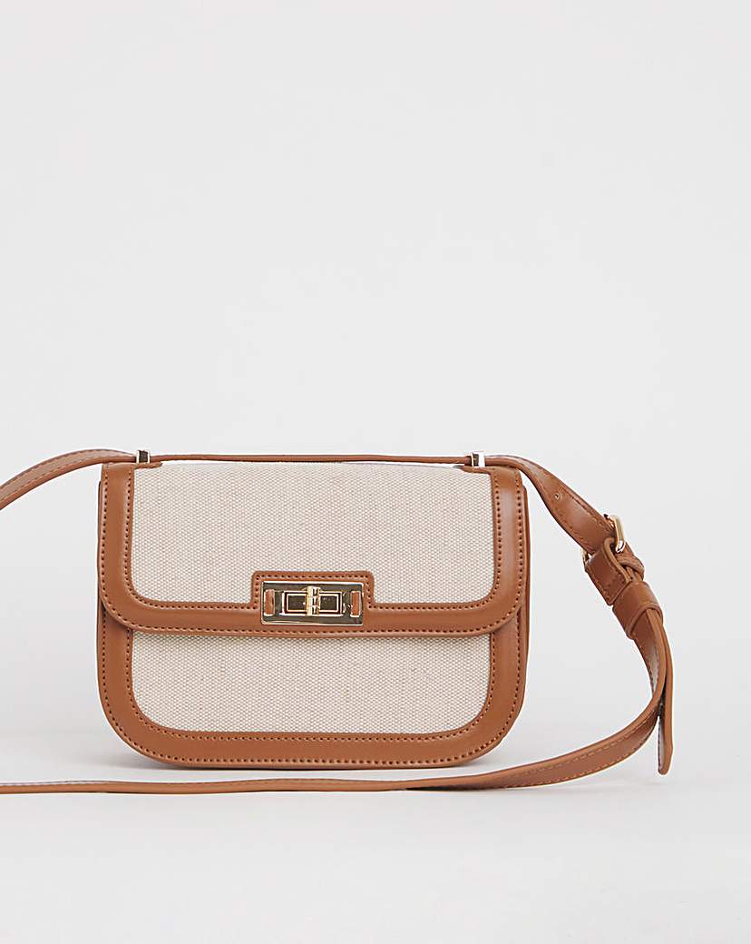 Canvas & PU Crossbody Bag