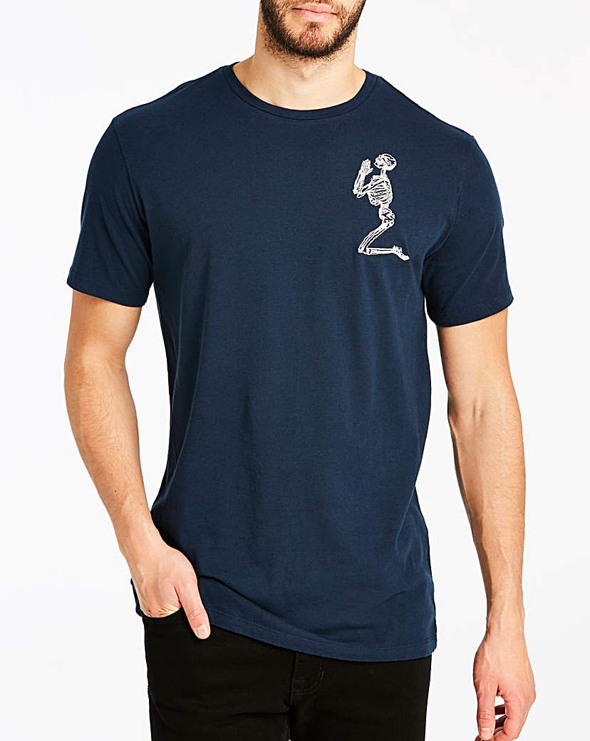 Image of Religion Navy Praying Skeleton T-Shirt L