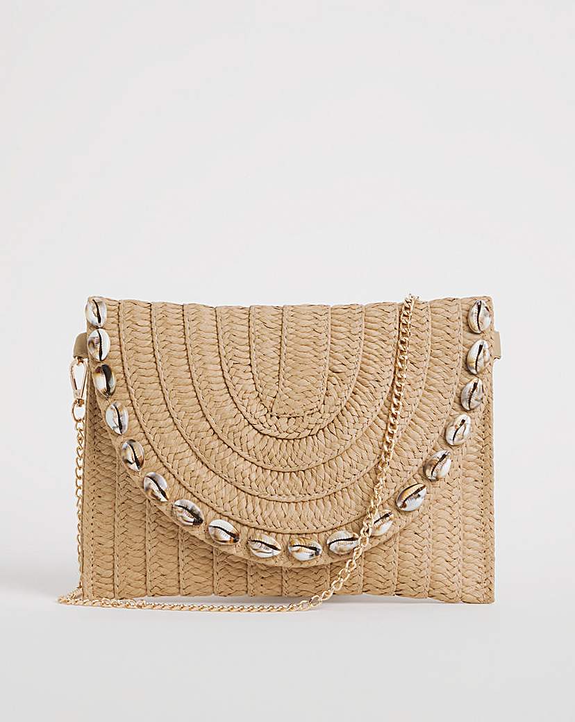 Shell Embellished Detail Clutch