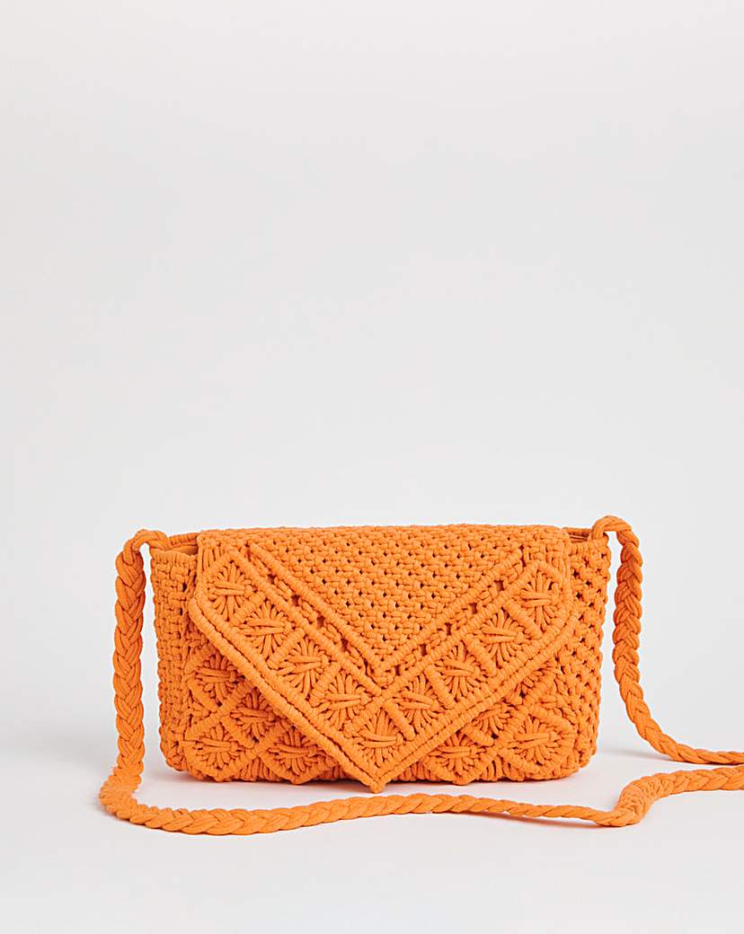 Orange Macrame Crossbody Bag