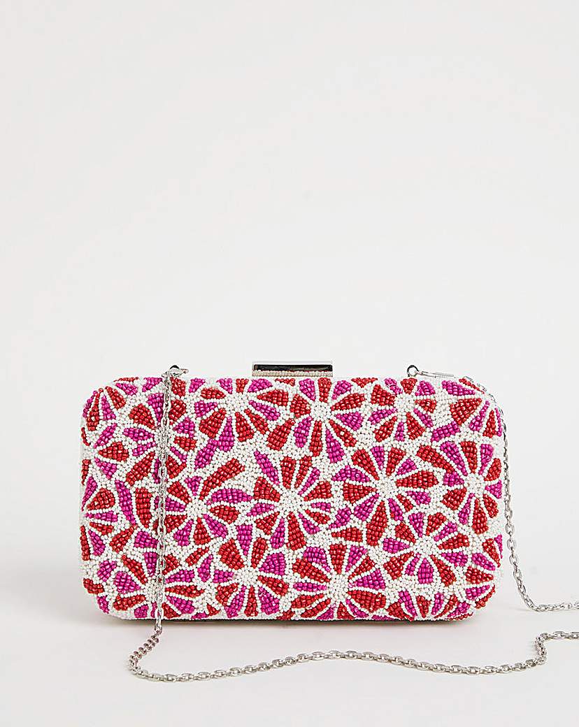 Multi-Colour Floral Beaded Clutch Bag