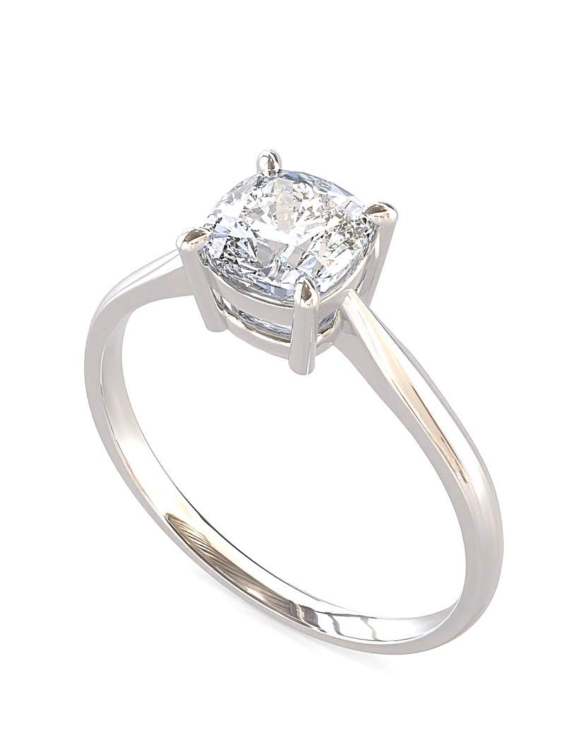 9ct White Gold Moissanite Soiltaire Ring