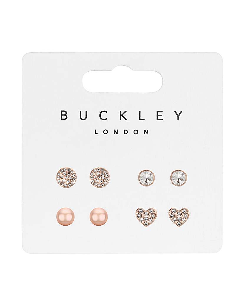 Buckley Rose Gold 4 Pack Earring Set