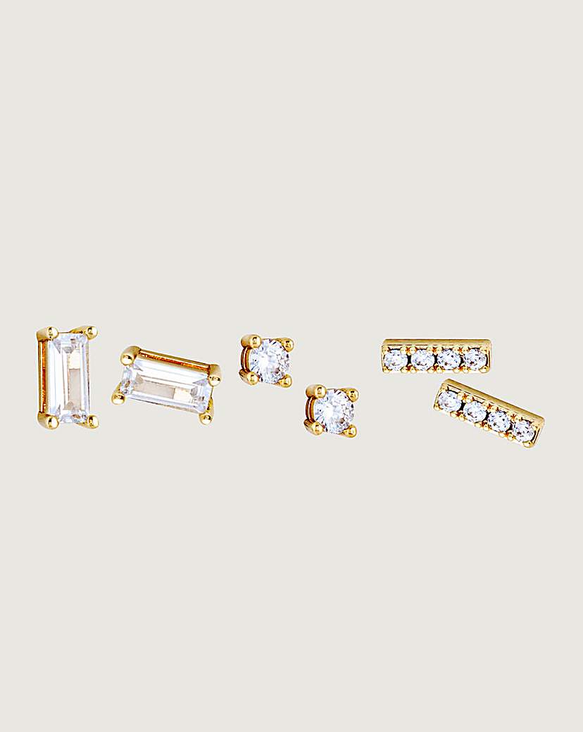Buckley 3 Pack Gold Crystal Earrings