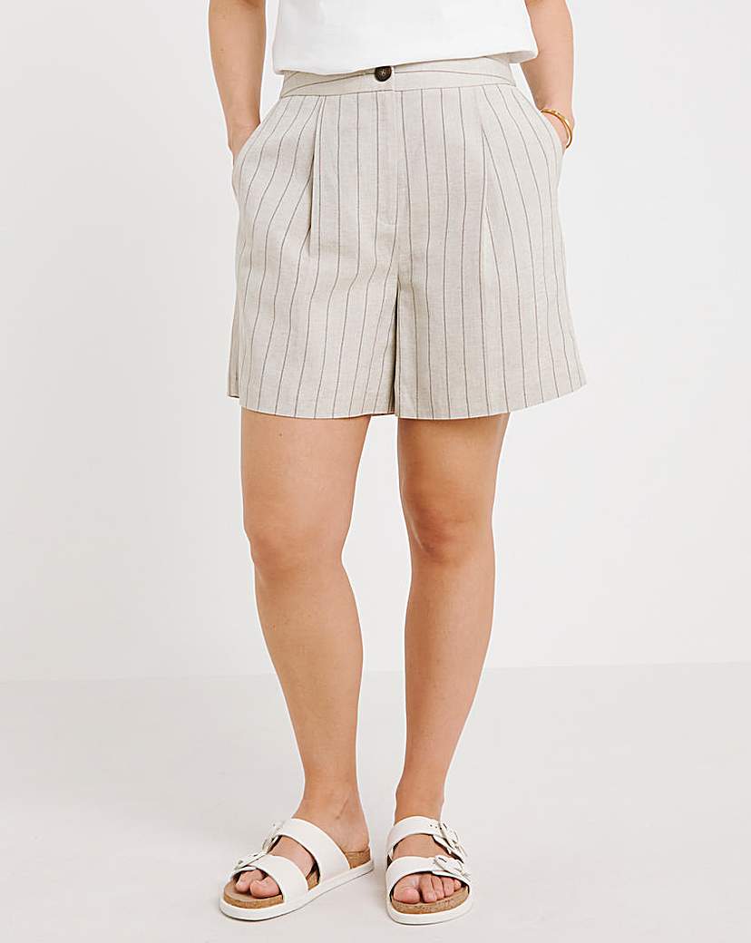 Neutral Pinstripe Linen Blend Short