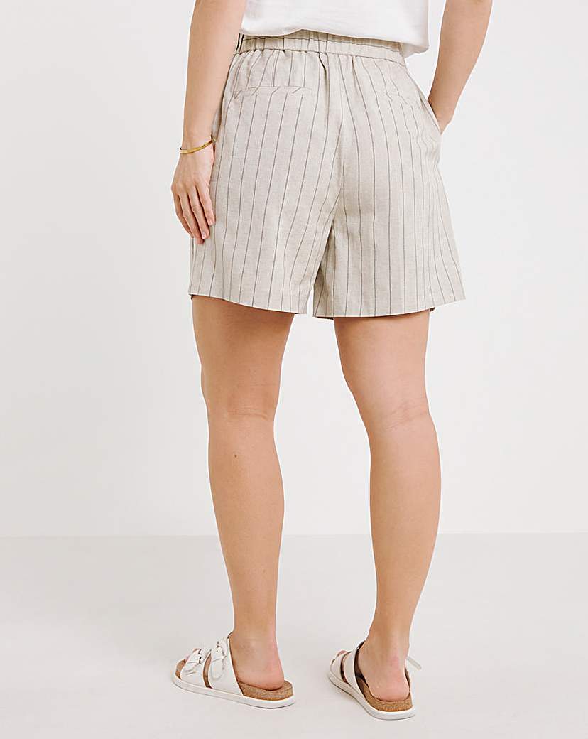 Neutral Pinstripe Linen Blend Short