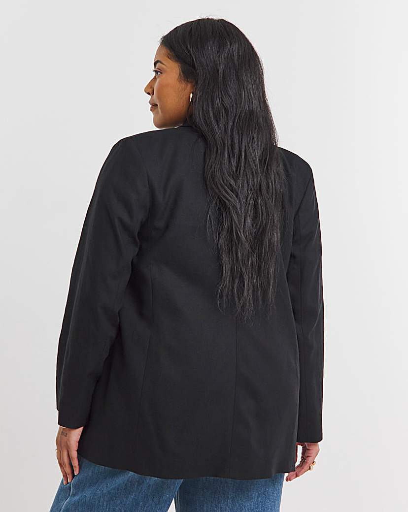 Black Relaxed Linen Blend Blazer