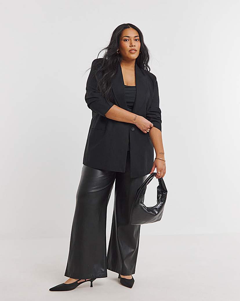 Black Relaxed Linen Blend Blazer